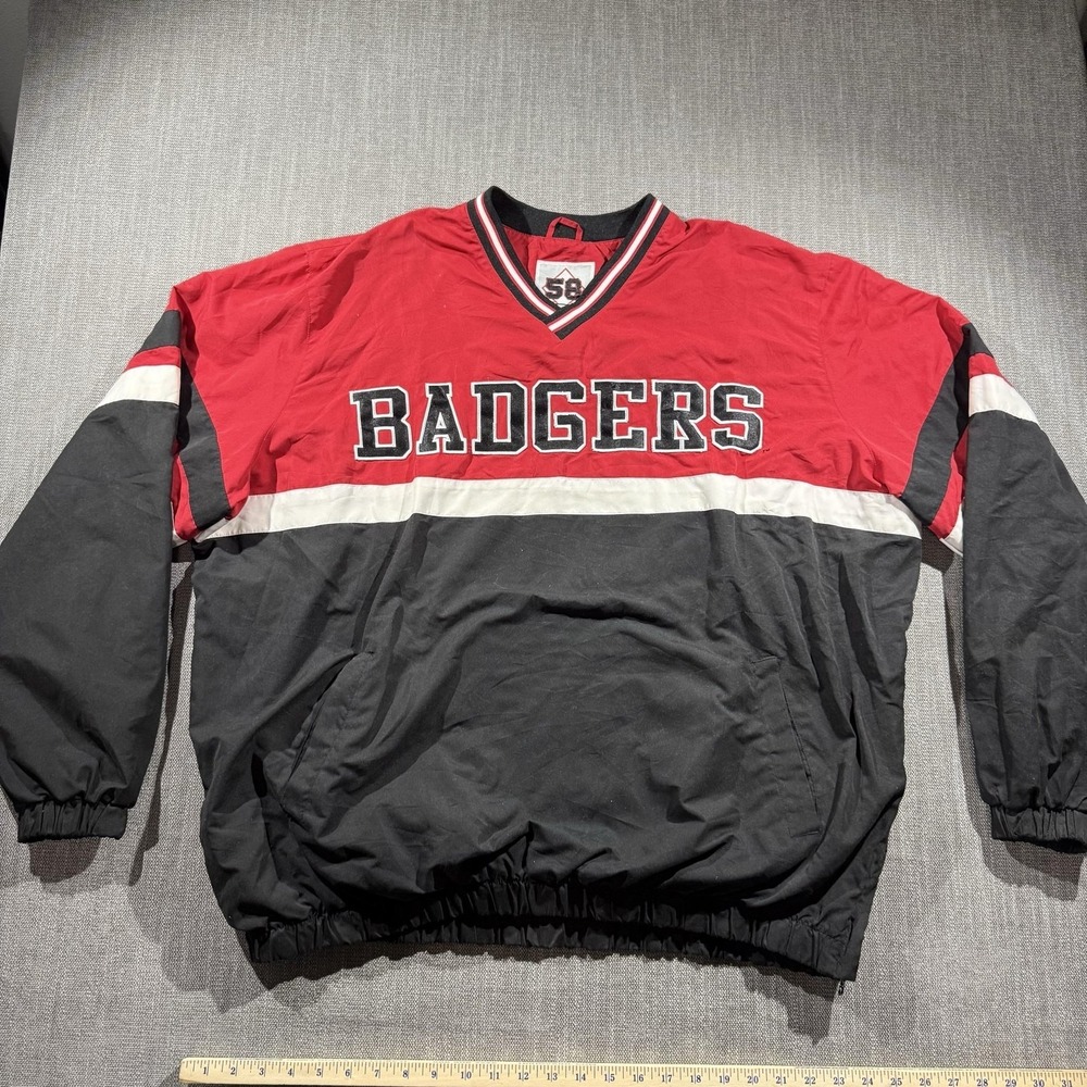 Wisconsin Badgers Jacket Mens 3XL Red Black NCAA Football 58 Sports Pullover